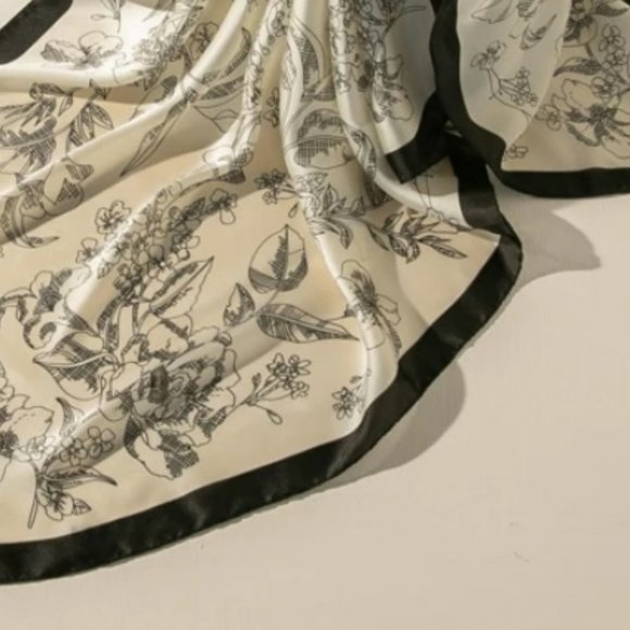 Faux Silk Scarf (Satin scarf w/floral print in bandana size 27 X 27 inches) - Picture 1 of 2